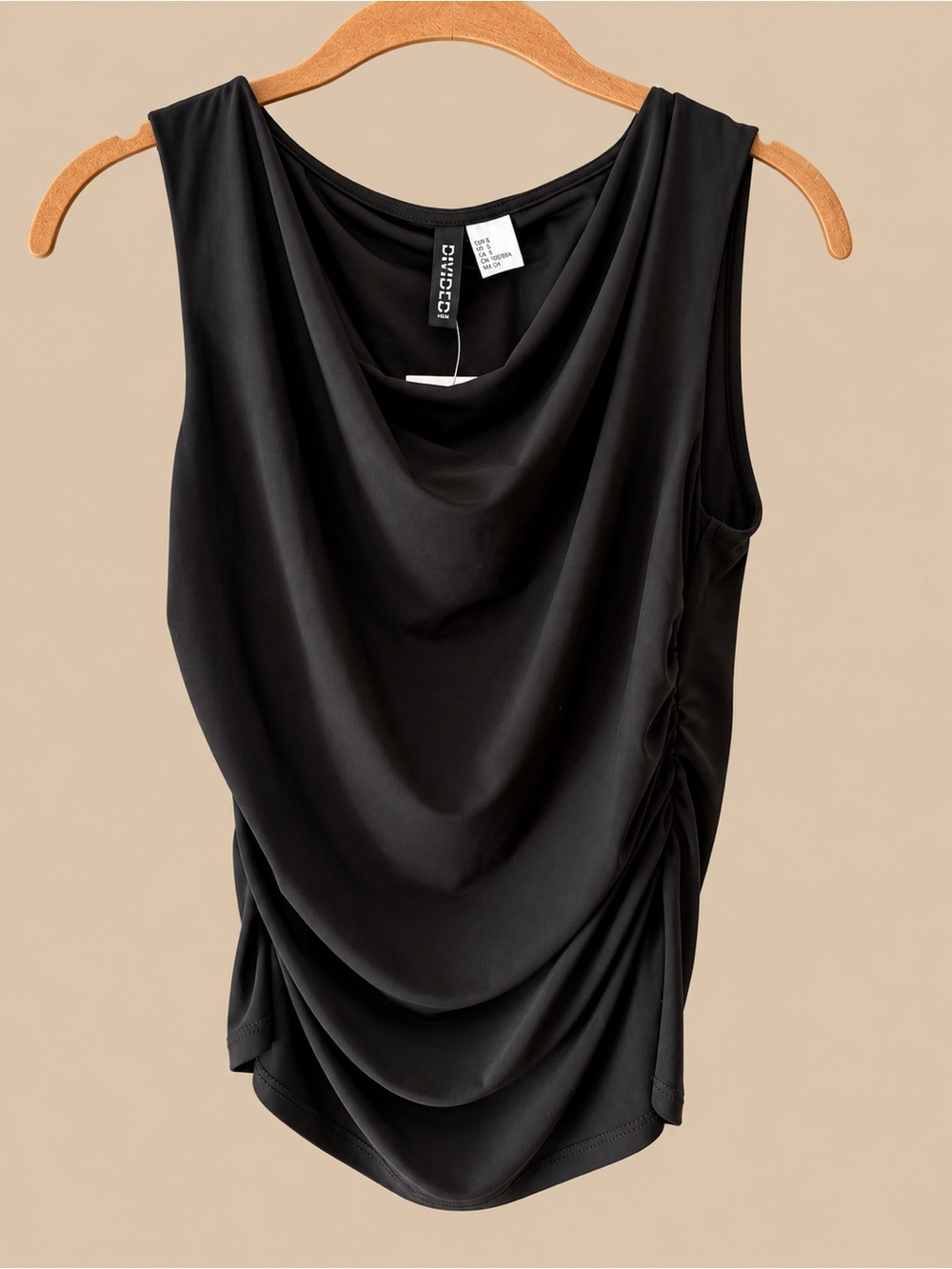 H&M Black Draped Sleeveless Tank